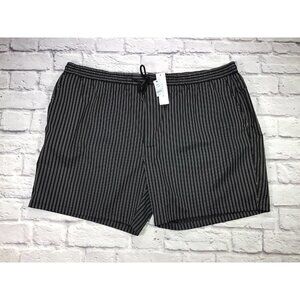 Topman Shorts Mens Size 48 Black White Striped Slash Pockets Pull On Drawstring